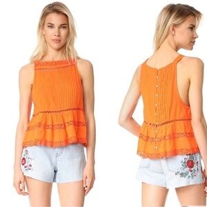 Free People Constant Crush Firecracker Orange Tank Top Small